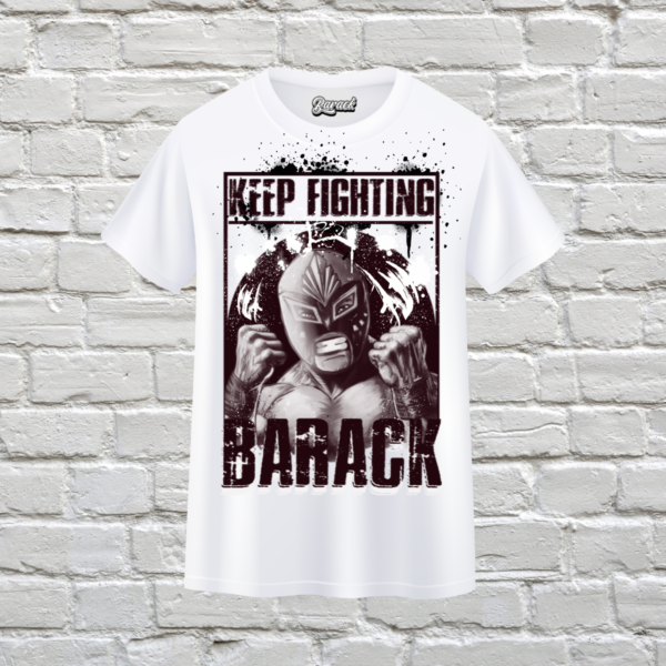 Playera Barack Keep Fighting Black and Withe